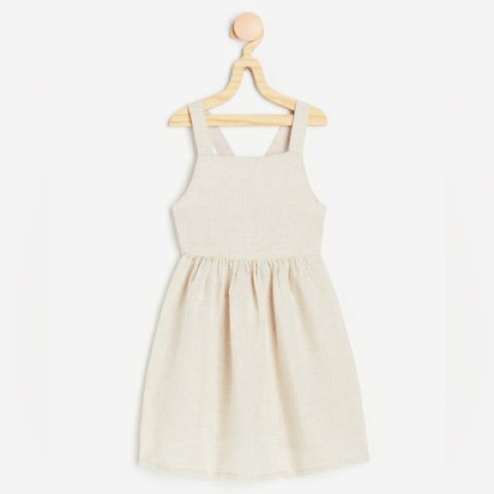 NWT H&M Kids Premium Selection Toddler Girls Linen Overall Dress 3T